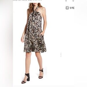Rebecca Minkoff halter floral satin dress